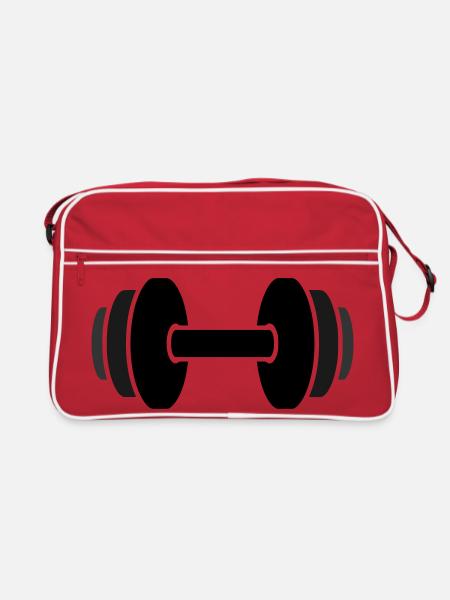 Dumbbell Weights Fitness Gym - Retro Bag - red/white - Front