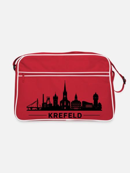 Krefeld Skyline - Retro Tasche - Rot/Weiß
