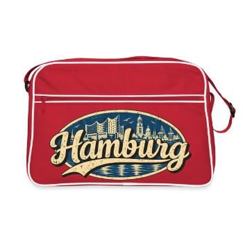 Hamburg Vintage Stadtmotiv - Retro Tasche - Rot/Weiß - Vorne