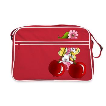 Poney fée sur cerise avec des fleurs de cerisier - Sac Retro - rouge/blanc - Devant