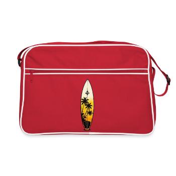 Sonnenuntergang am Surfboard - Retro Tasche - Rot/Weiß - Vorne
