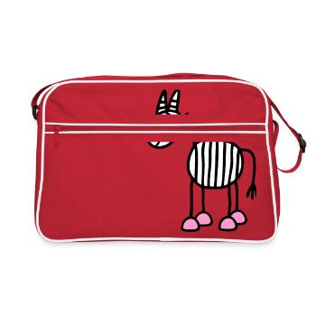 Streifen Gestreift Pferd Zebra - Retro Tasche - Rot/Weiß - Vorne