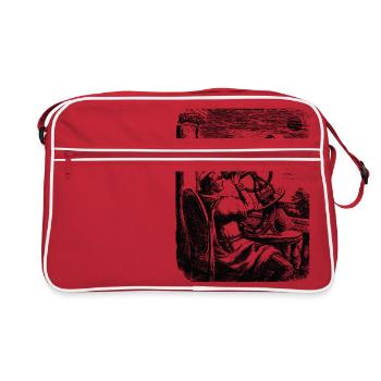 teleskop-astronomie-mann - Retro Tasche - Rot/Weiß - Vorne