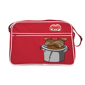 Turkey turkey poultry - Retro Bag - red/white - Front