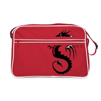 dragon tribal tattoo shape 200434 x - Retro Bag - red/white - Front
