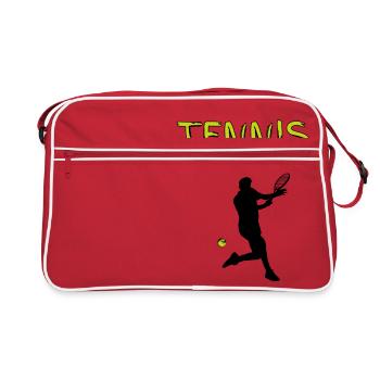 Le tennis. Des joueurs de tennis. Je suis amoureux du tennis. Cadeau - Sac Retro - rouge/blanc - Devant