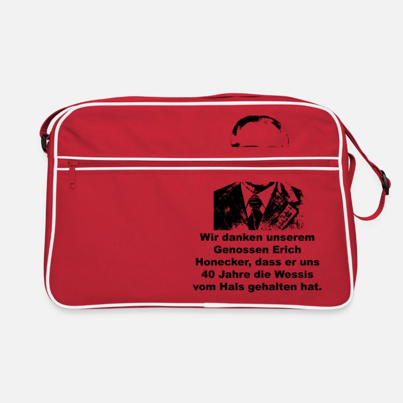 DDR Ossi Honecker Spruch lustig Wessi Spruch - Retro Tasche - Rot/Weiß