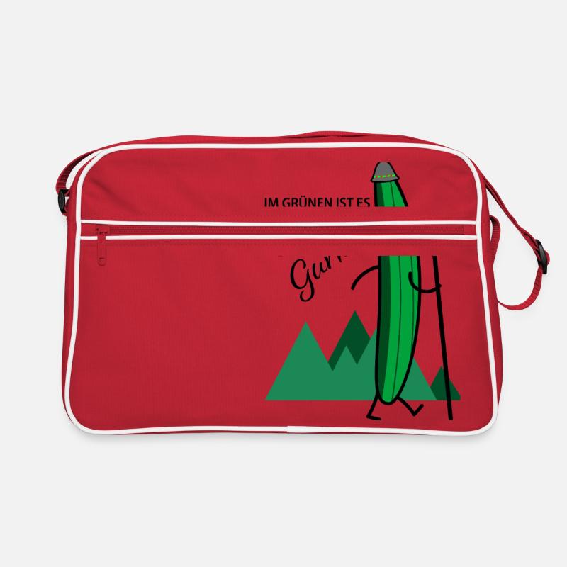 Wandernde Gurke (c) - Retro Tasche - Rot/Weiß