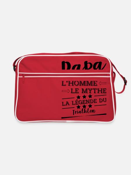 Papa la légende Triathlon cadeau - Sac Retro - rouge/blanc - Devant