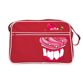 Eis Speiseeis Eiskrem Eiscreme Kugeleis Eisbecher - Retro Tasche - Rot/Weiß - Vorne