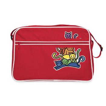 Rainbow Cats Stack - Retro Bag - red/white - Front