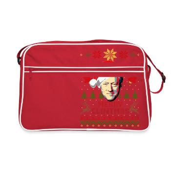 Frohe Clintmas Bill Clinton Weihnachten - Retro Tasche - Rot/Weiß - Vorne
