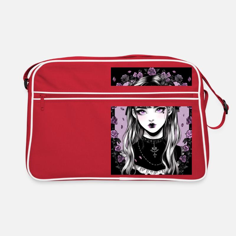 Goth anime mädchen - Retro Tasche - Rot/Weiß