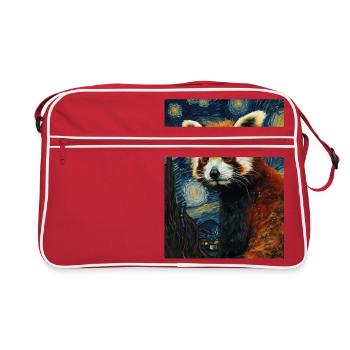 Red Panda, Van Gogh, Style - Retro Bag - red/white - Front