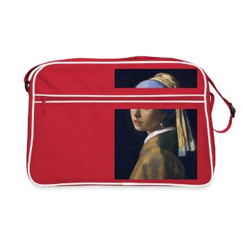 Jan Vermeer: La jeune fille à la perle - Sac Retro - rouge/blanc - Devant