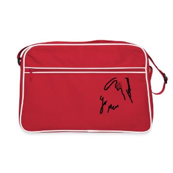 Art Textile: Sketch of an unemployed person - Retro Bag - red/white - Front