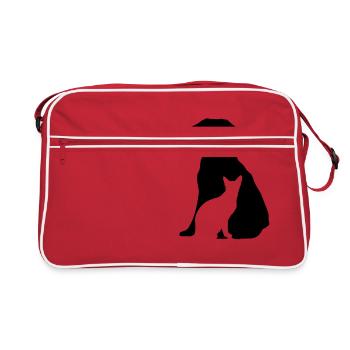 Hund und Katze - Retro Tasche - Rot/Weiß - Vorne