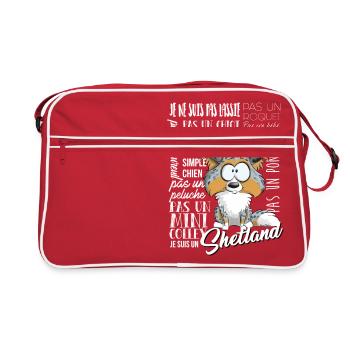 I Am Shetland - Blue Merle Tricolore FR - Retro Bag - red/white - Front