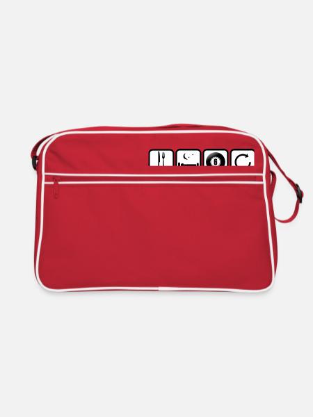 Billard Rentner Opa - eat sleep repeat - Retro Bag - red/white - Front