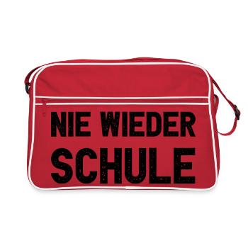 Nie Wieder Schule Lustiges Abitur Schulabschluss - Retro Tasche - Rot/Weiß - Vorne