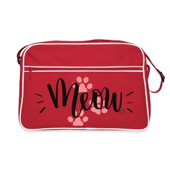 Conception de la patte de chat « Miaou » - Sac Retro - rouge/blanc - Devant