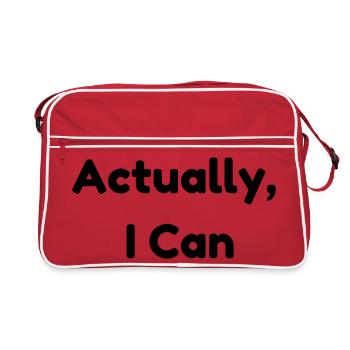 Actually, I Can – Affirmation Positive Minimaliste - Sac Retro - rouge/blanc - Devant