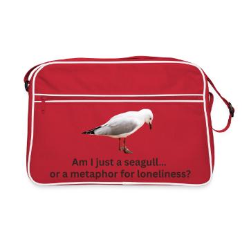 Seagull Loneliness Reflection T-Shirt - Retro Bag - red/white - Front