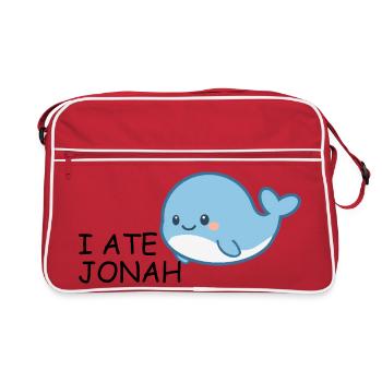 J’ai mangé Jonas – Baleine biblique drôle pour enfants - Sac Retro - rouge/blanc - Devant