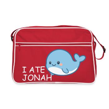 J’ai mangé Jonas – Baleine biblique drôle pour enfants - Sac Retro - rouge/blanc - Devant