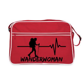 Wanderwoman, la randonnée est ma vie, mon cœur batt - Sac Retro - rouge/blanc - Devant