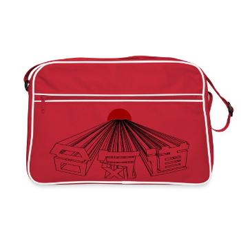 Typographie Kanji de l’Aïkido Japon Fujiyama Sun - Sac Retro - rouge/blanc - Devant