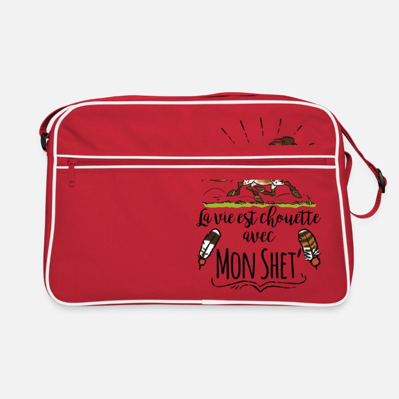 La vie est chouette avec mon shet 1 texte noir - Sac Retro - rouge/blanc