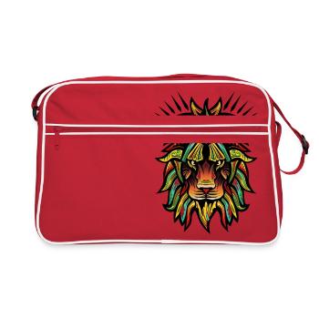 lion roi animal tribal fantaisie design 3062 k - Sac Retro - rouge/blanc - Devant