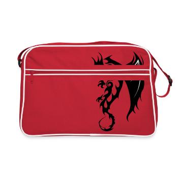 dragon tribal tattoo shape 20047 x - Retro Bag - red/white - Front