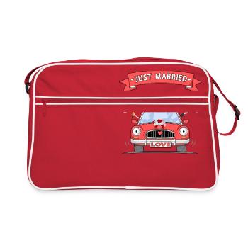 Just married Hochzeitsauto Rot - Retro Tasche - Rot/Weiß - Vorne