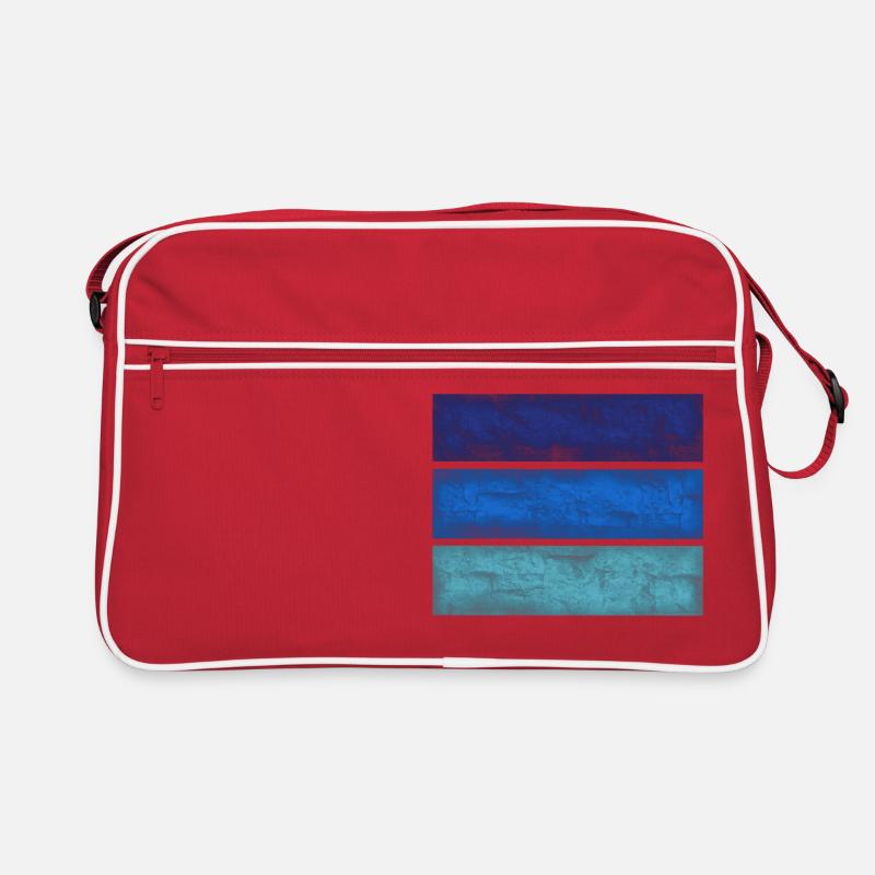 Blaue Rechtecke - Retro Tasche - Rot/Weiß