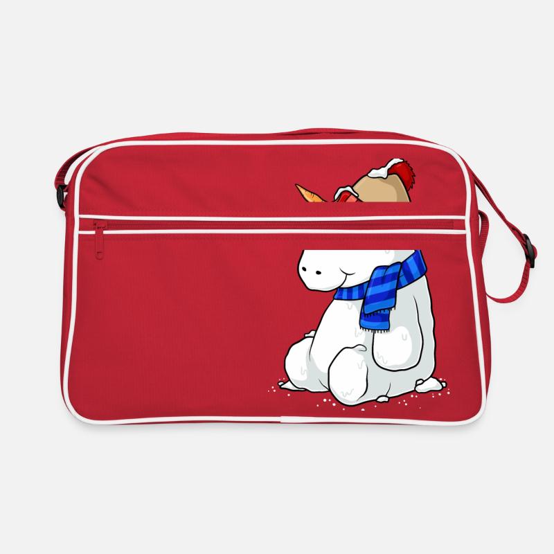 Einhorn Schneemann Comic - Retro Tasche - Rot/Weiß