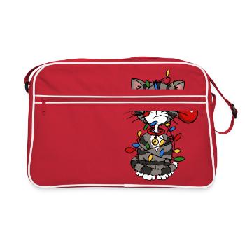 Christmascat - Retro Tasche - Rot/Weiß - Vorne