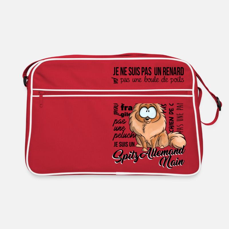 Ich bin Deutscher Spitz Schwarzer Zwerg - Retro Tasche - Rot/Weiß