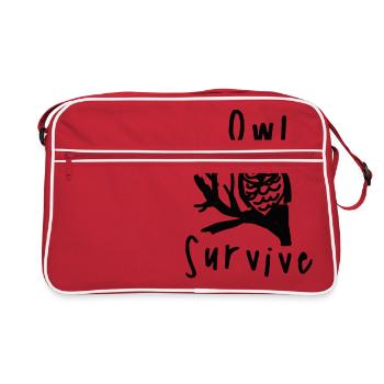 Owl Survive - Retro Bag - red/white - Front