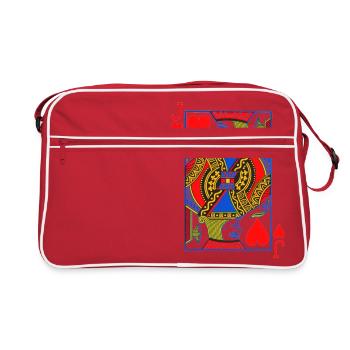 Spielkarte Bube - Retro Tasche - Rot/Weiß - Vorne