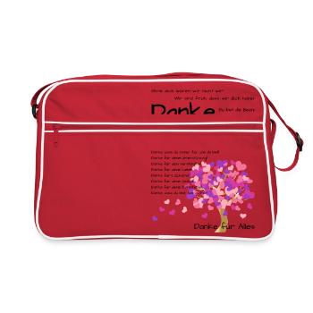 Danke Mama! Wir haben dich lieb! Zum Muttertag - Retro Tasche - Rot/Weiß - Vorne