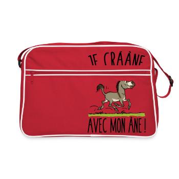 Je crâne avec mon âne (âne gris) - Sac Retro - rouge/blanc - Devant