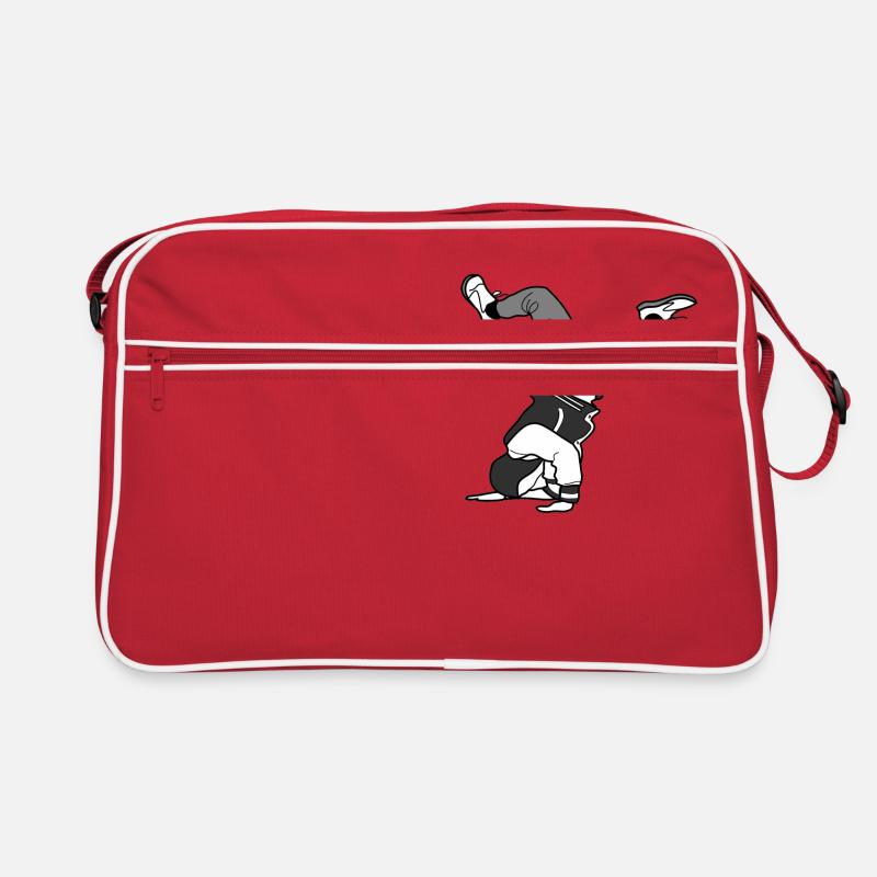 B Boy B-Boy Elbow Freeze in graustufen Breakdance - Retro Tasche - Rot/Weiß