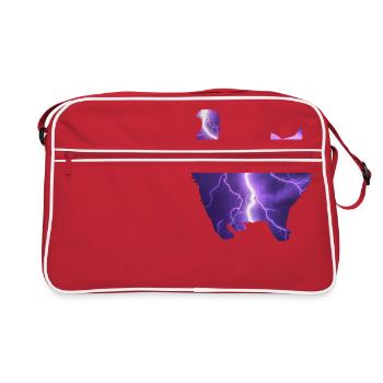 Cat Kitten Lightning Moon Stars Gift - Retro Bag - red/white - Front