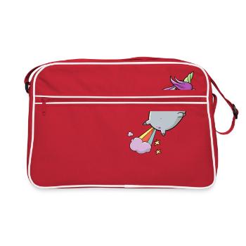 Einhorn mit natürlichem Antrieb - Retro Tasche - Rot/Weiß - Vorne