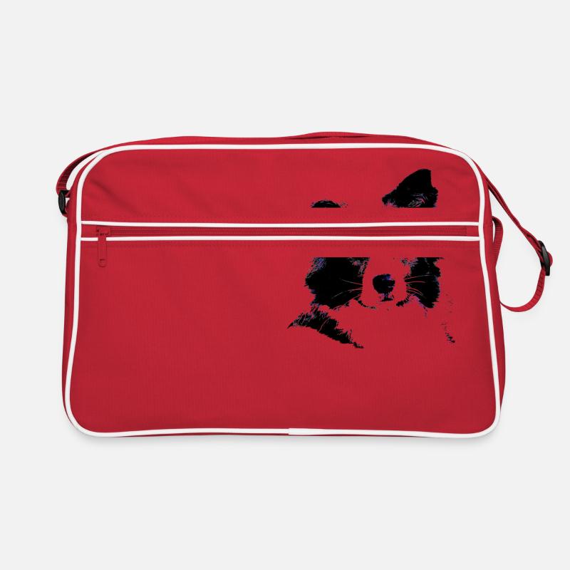 Border Collie - Retro Tasche - Rot/Weiß