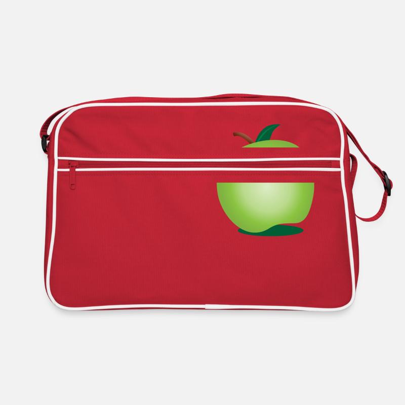 green apple tilted with a shadow Retro Bag
