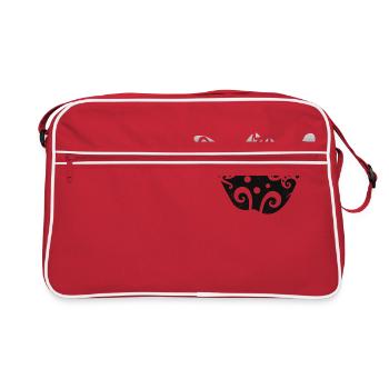 Maori Shaka Zeichen Schwarz Geschenkidee - Retro Tasche - Rot/Weiß - Vorne