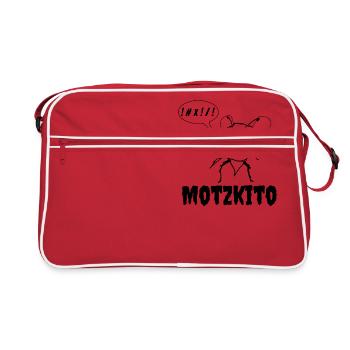 Motzkito Funshirt motzende Mücke schimpfen Moskito - Retro Tasche - Rot/Weiß - Vorne